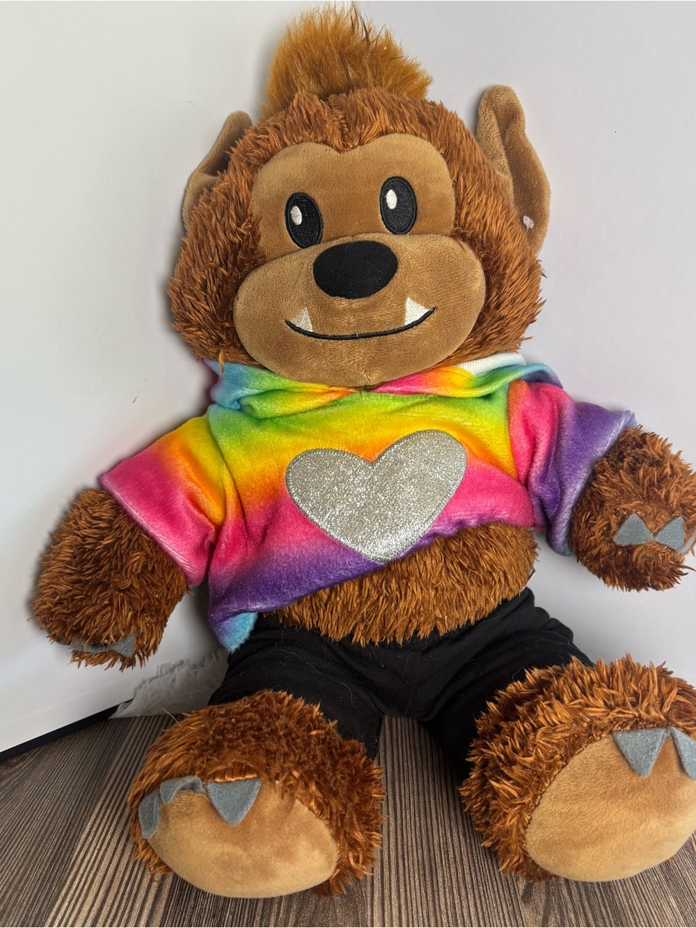 Build-A-Bear Rainbow Heart Brown Monkey Plush